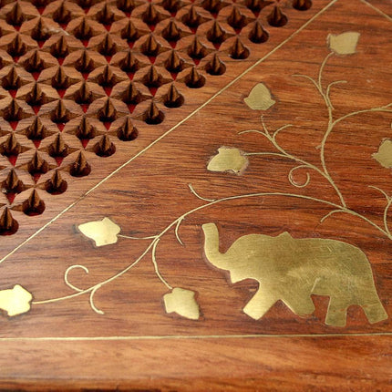 Octagonal Wooden Box-Elephant Inlay
