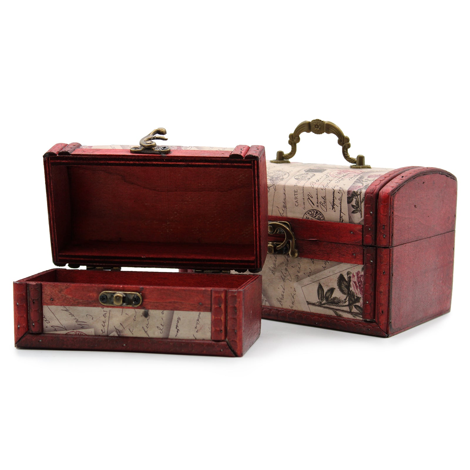 Set of 2 Decorative Colonial Boxes - Rose Design