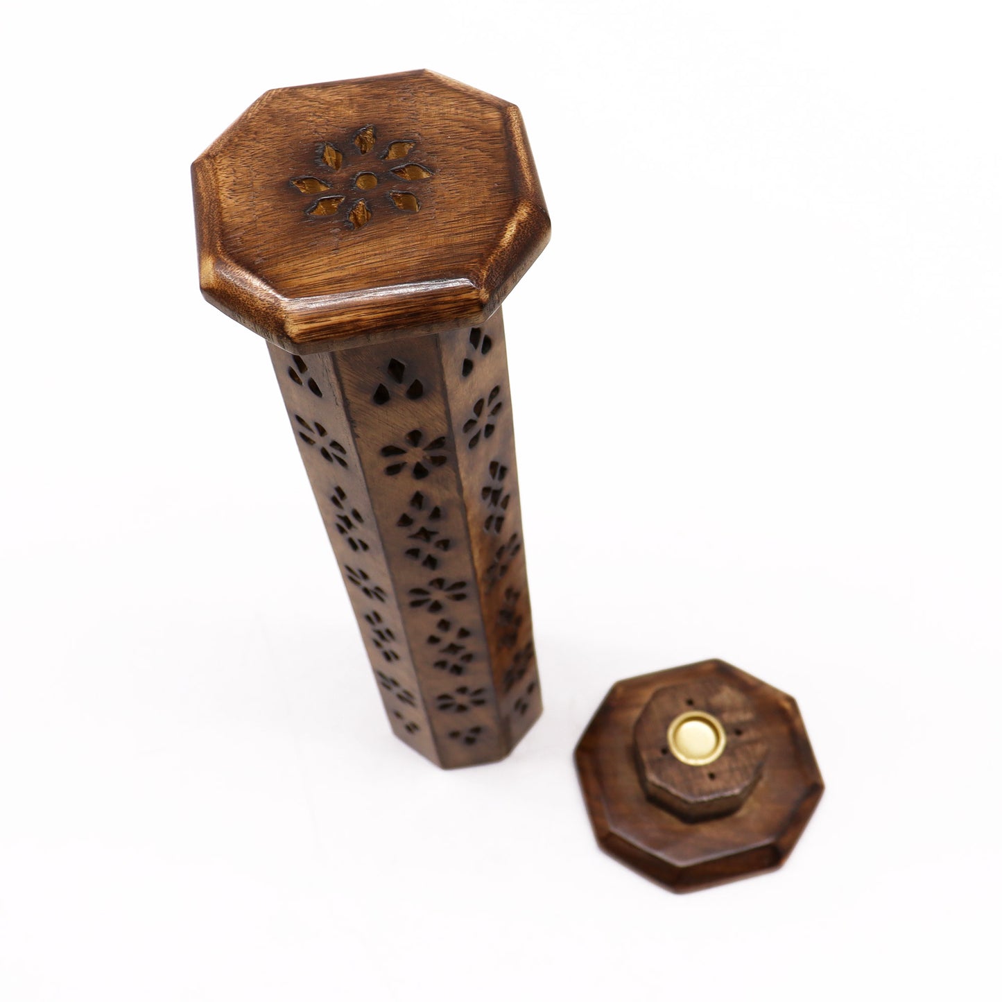 Incense Holder - Mango Wood Hexagonal Tower