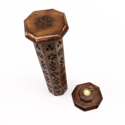 Incense Holder - Mango Wood Hexagonal Tower