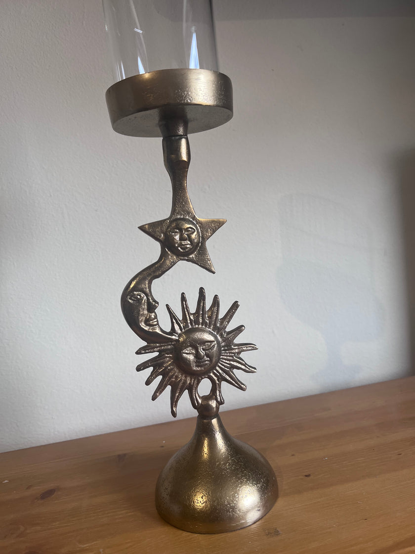 Antique Gold Celestial Candle Holder