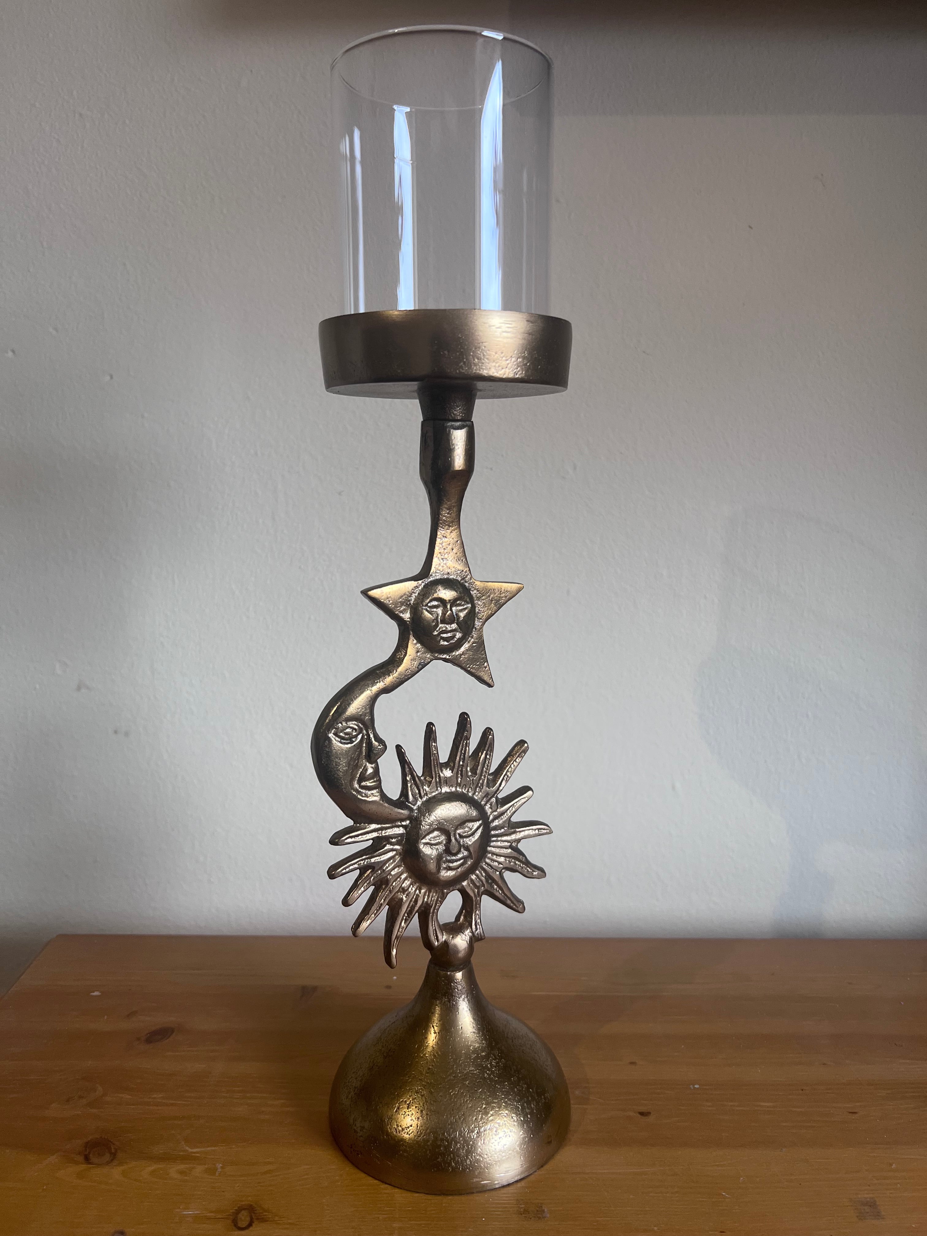 Antique Gold Celestial Candle Holder