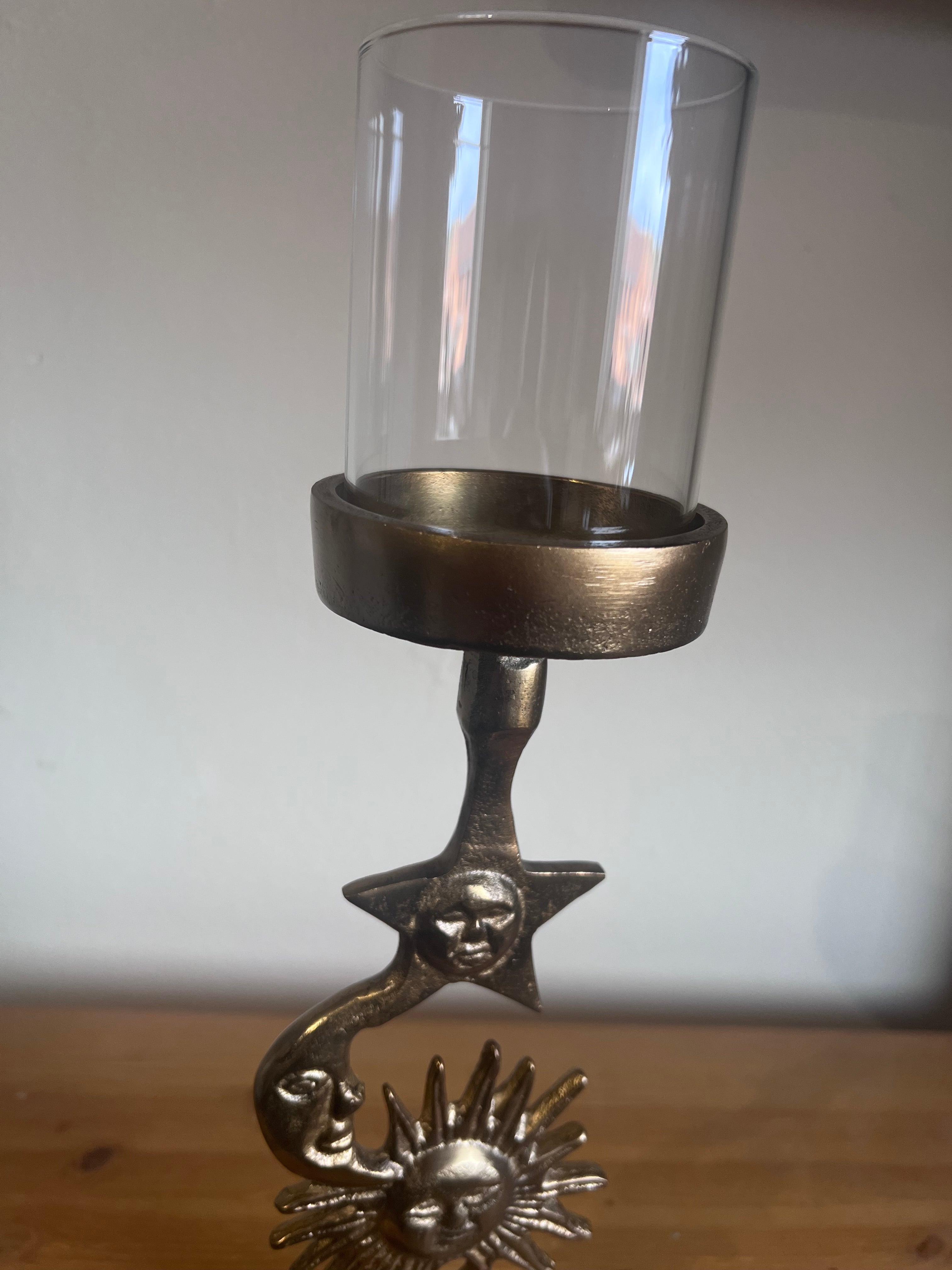 Antique Gold Celestial Candle Holder