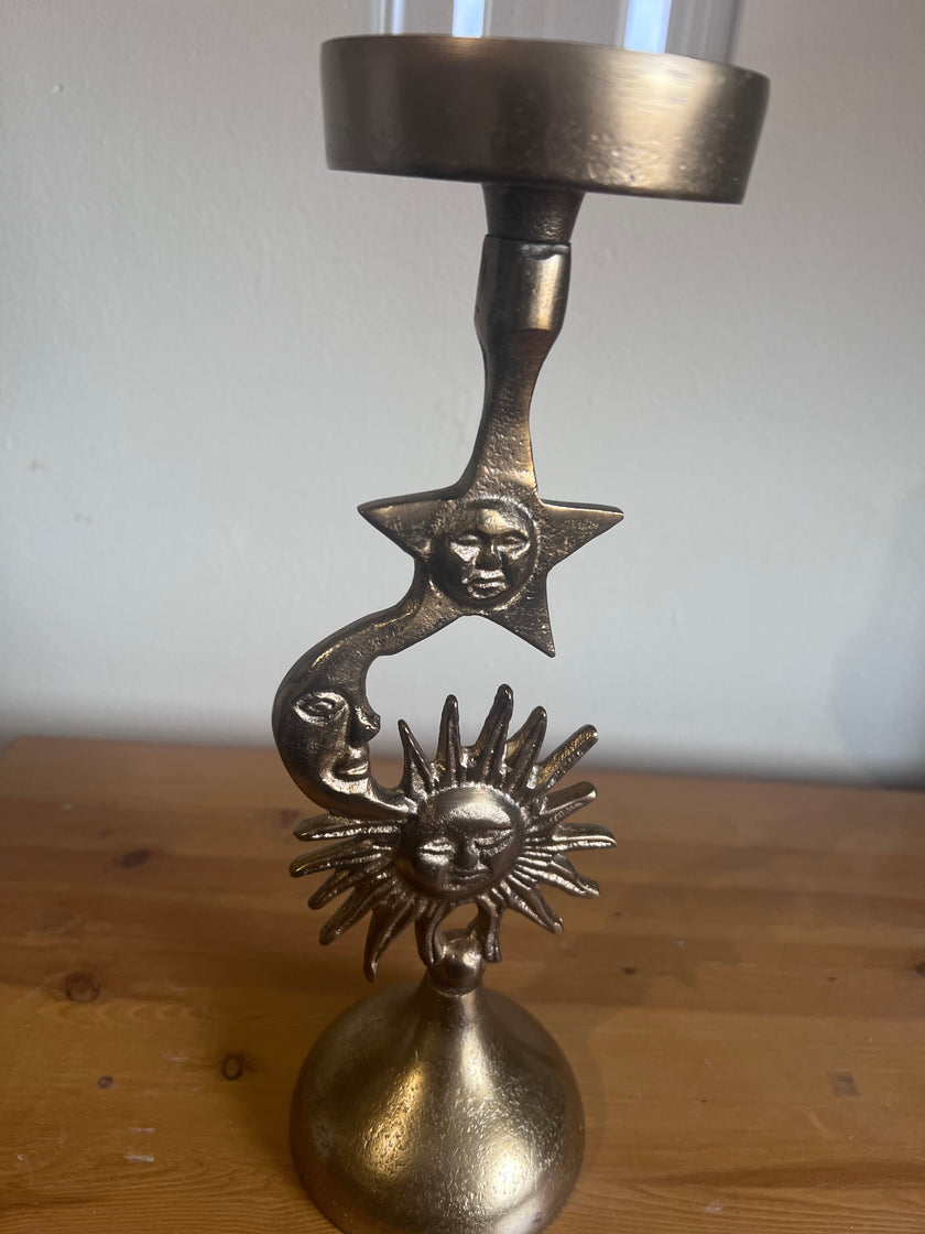 Antique Gold Celestial Candle Holder