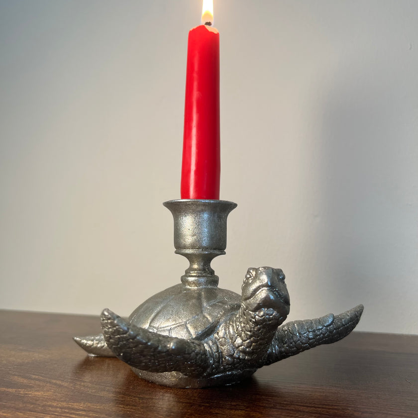 Silver Sea Turtle Candle Holder