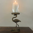 Flamingo Hurricane Candle Holder – Antique Brass