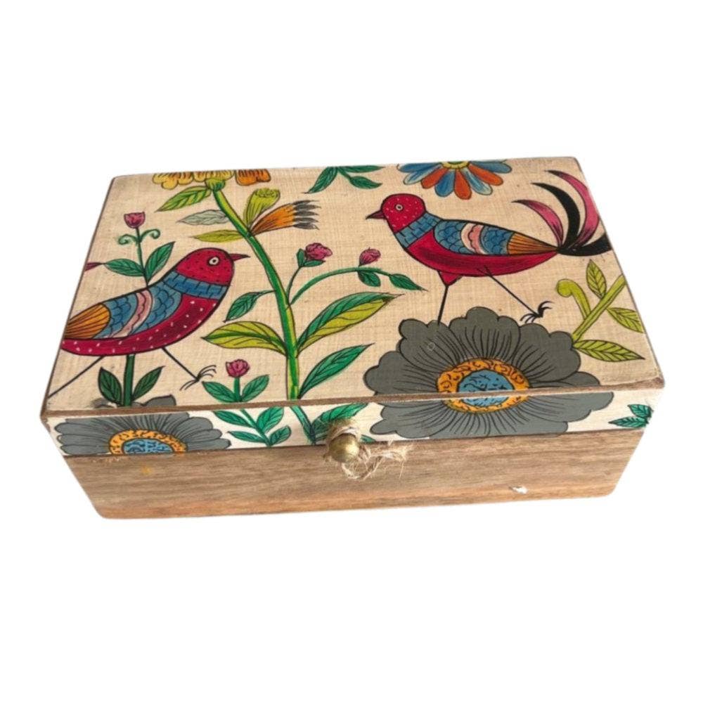Wooden Trinket Box - Summer Birds design