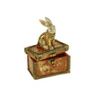 Jewelry box with rabbit Flora, red, polyresin, 12 x 7 x 17 cm