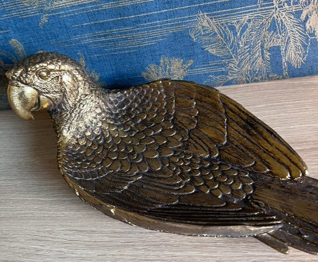 Antique Gold Parrot Dish