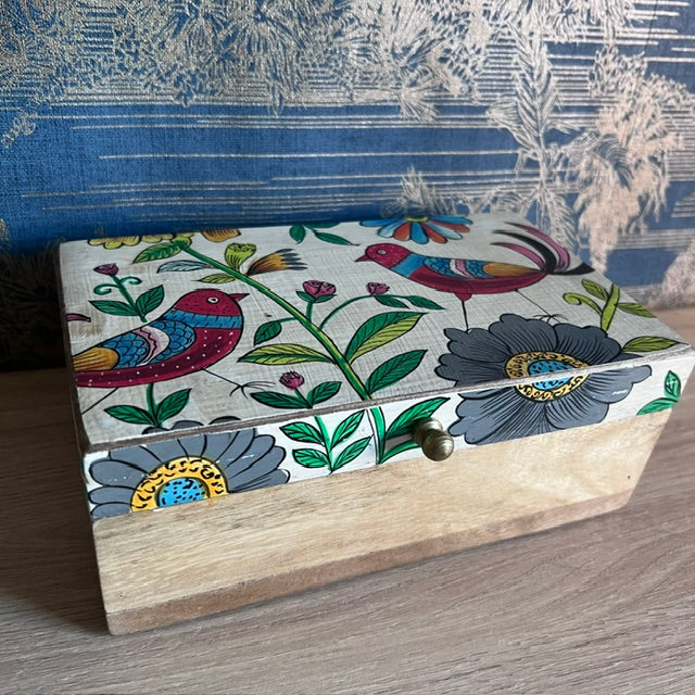 Wooden Trinket Box - Summer Birds design