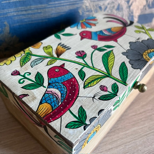 Wooden Trinket Box - Summer Birds design