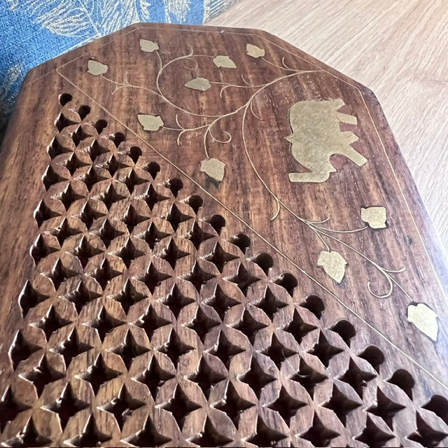 Octagonal Wooden Box-Elephant Inlay