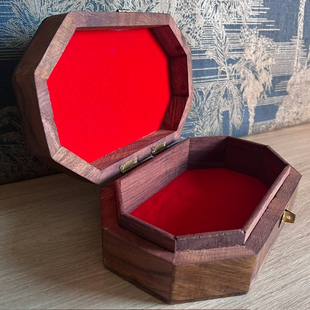 Octagonal Wooden Box-Elephant Inlay