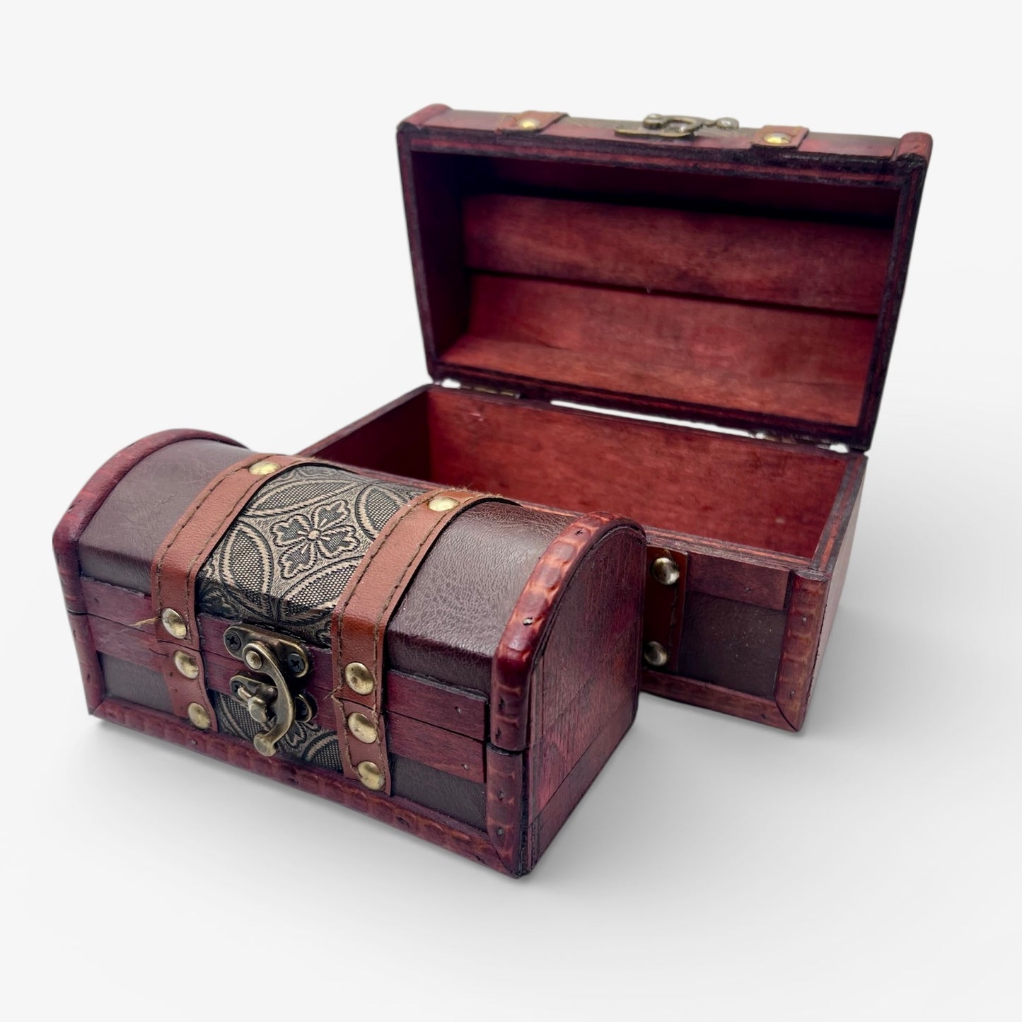 Set of 2 Decorative Colonial Boxes - Metal Embossed