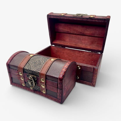 Set of 2 Decorative Colonial Boxes - Metal Embossed