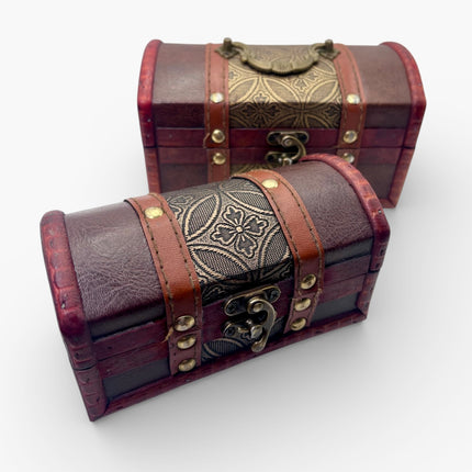 Set of 2 Decorative Colonial Boxes - Metal Embossed