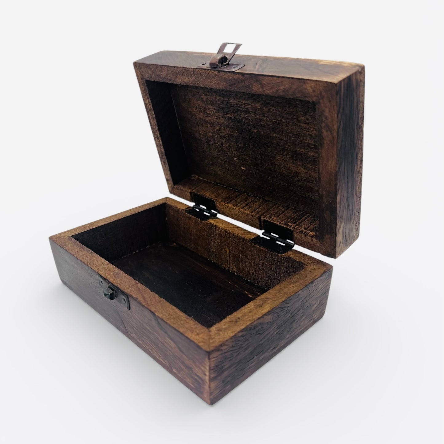 Ceramic Glazed Wood Box - Blue stars