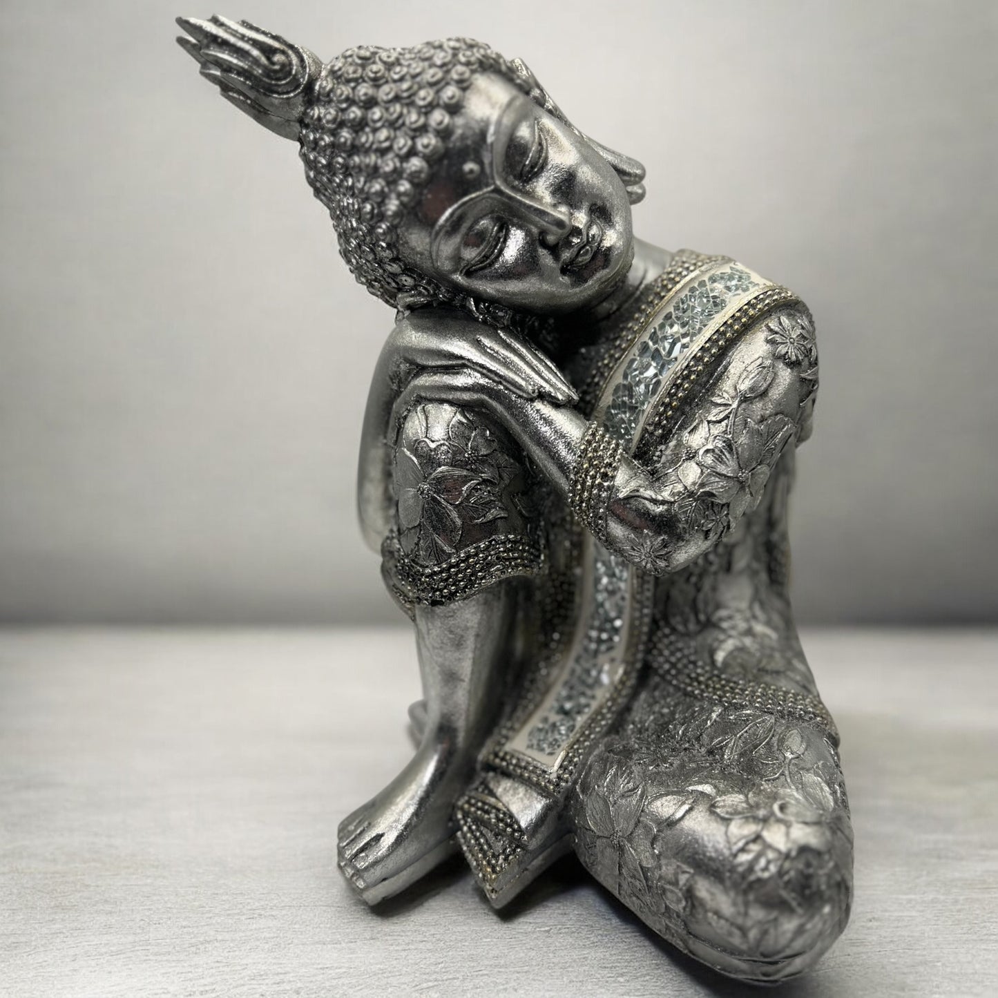 Silver Resting Buddha Decor