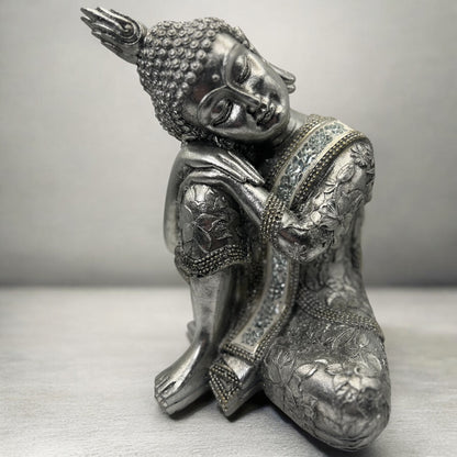 Silver Resting Buddha Decor
