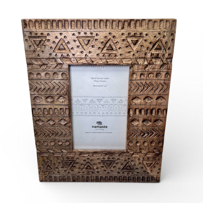 Aztec Design Carved Photo Frame