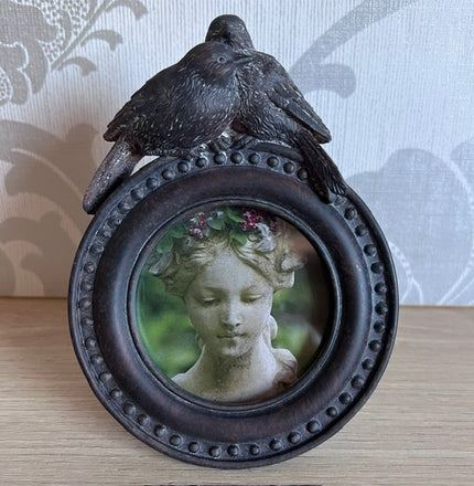 Antique Bronze Circular Bird Photo Frame | Vintage Decor
