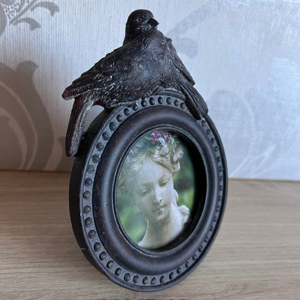 Antique Bronze Circular Bird Photo Frame | Vintage Decor