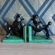 Cast Iron Antiqued Pair of Black Poodle Bookends