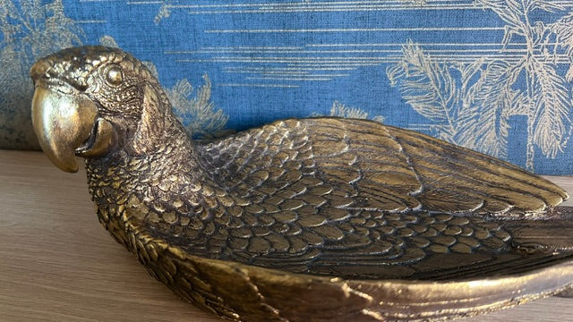 Antique Gold Parrot Dish