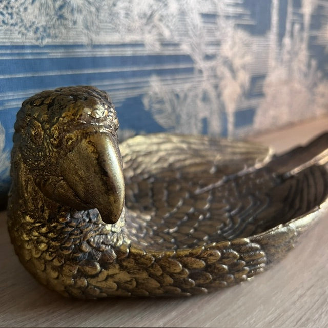 Antique Gold Parrot Dish