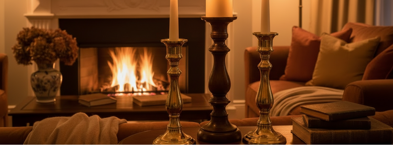 make the candle holders on the table a little bit shorter in height. keep same everything else