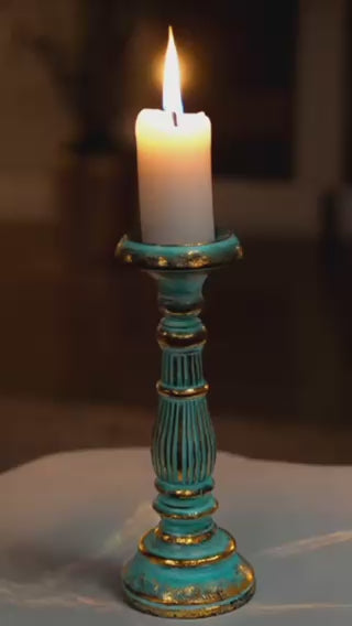 Artisan Candle Stand - Turquois Gold